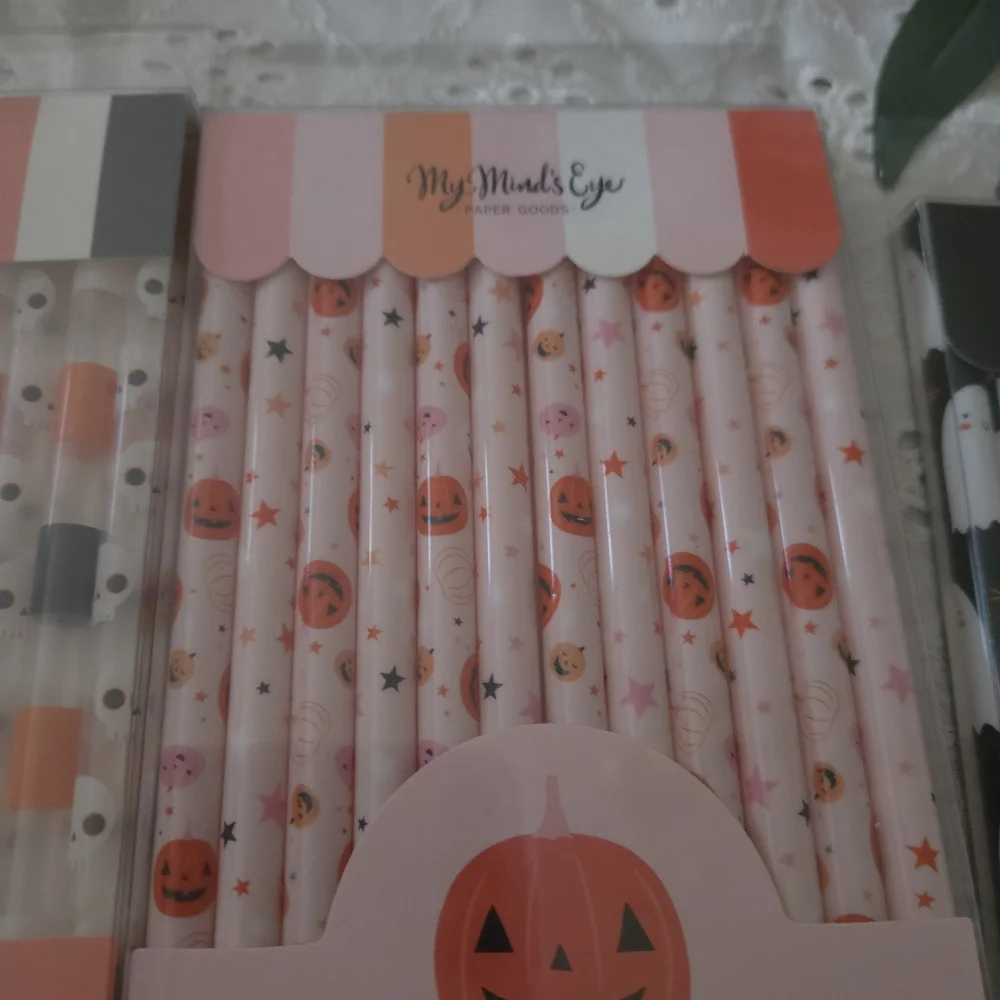Halloween Reusable Straws - Pink, Orange, Black
